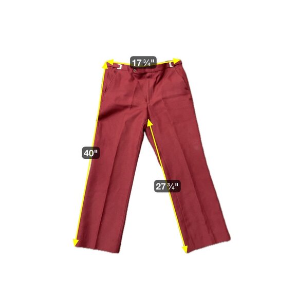 Vintage Burgundy Cropped Pants Adjustable Waist Tabs Made in USA - Picture 7 of 9